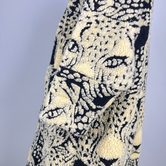 NWOT Farm Rio Midnight Leo Long Cardigan Wool Blend Coat Size XL Black Cream - Picture 10 of 14